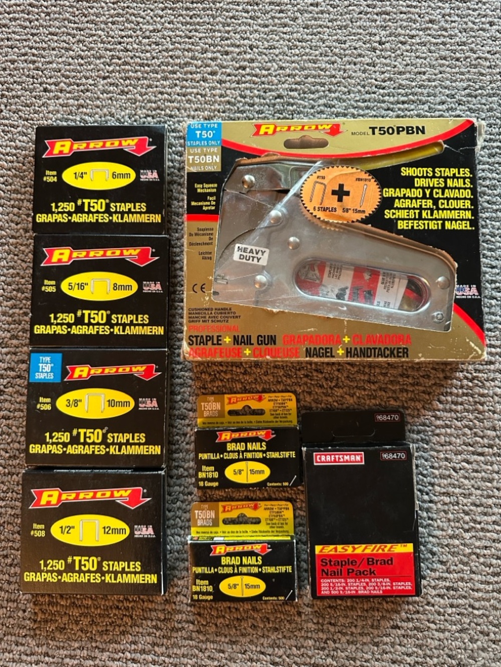 Arrow T50PBN Staple & Nail Gun Kit with asst T50 Staples and T50BN Brad Nails